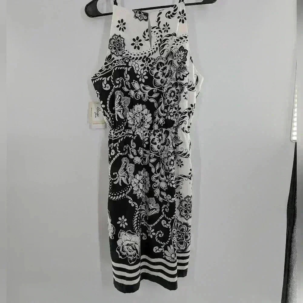 Beige By eci Black And White Size 12 NWT Sleeveless Summer Black And White Dress - Picture 9 of 9